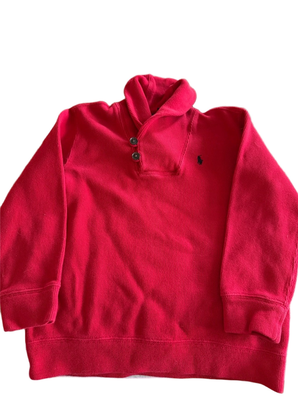 Polo Ralph Lauren Boys Red Shawl Collar Knit Pullover Sweater Size 7 Preppy
